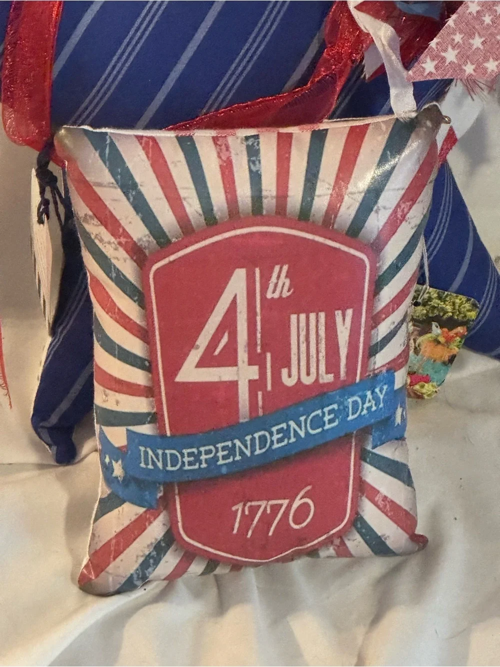 Patriotic 4th of July Decorative Pillow Set - Red, White & Blue